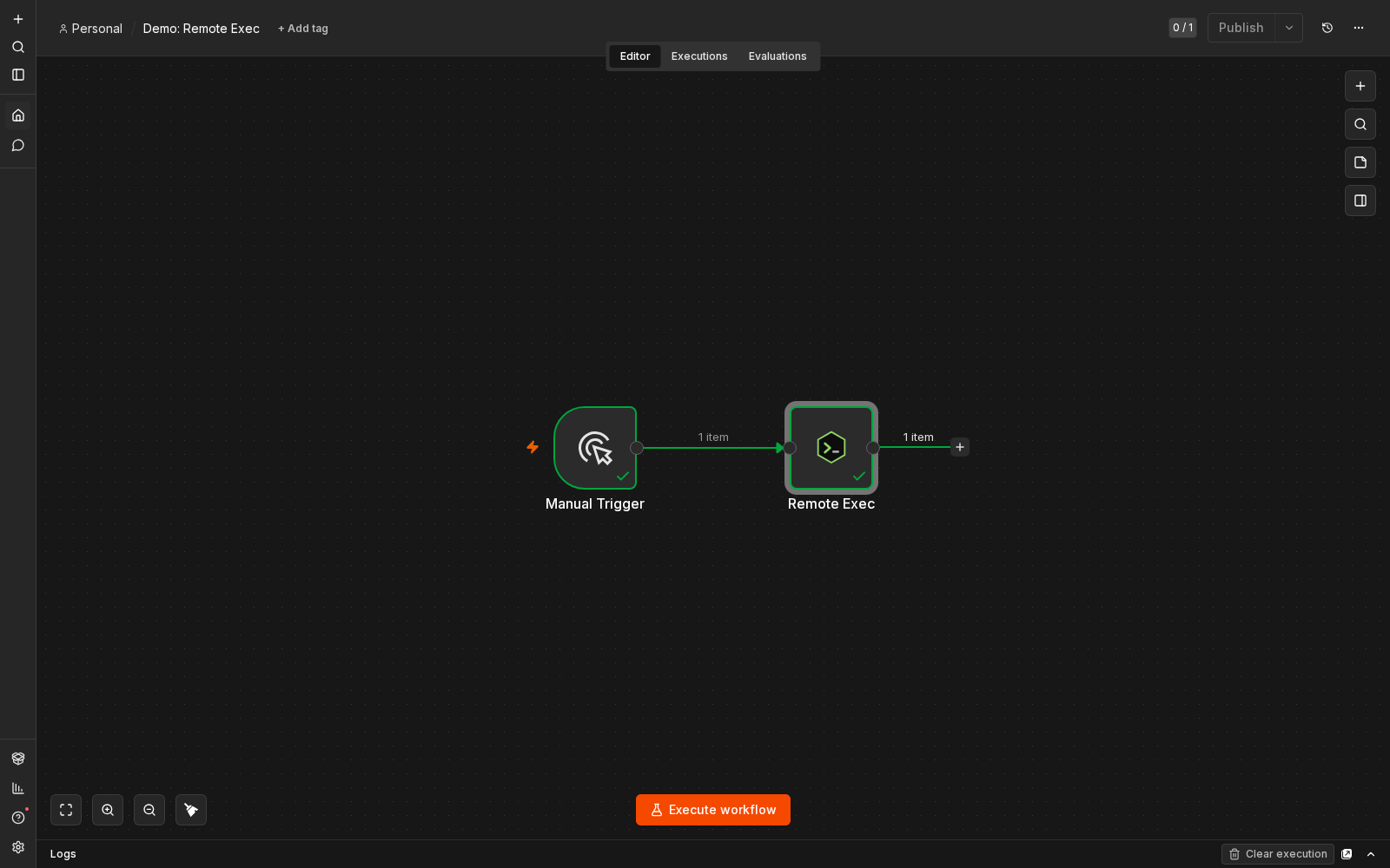 Execution output: exitCode 0 and 'Hello from the Shadow Software exec sidecar'