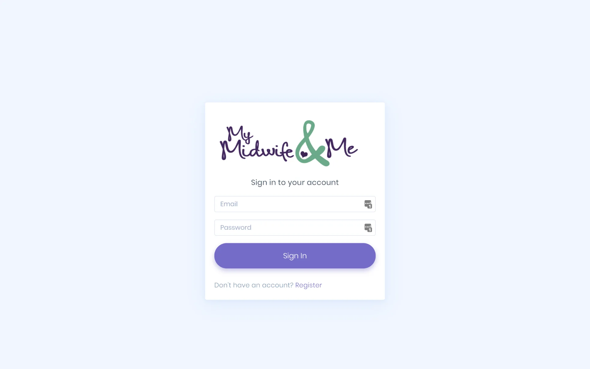 My Midwife & Me patient platform sign-in