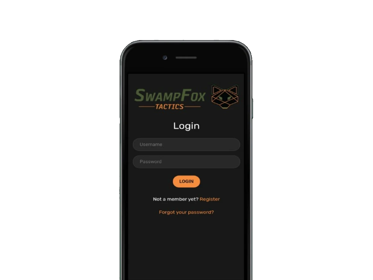 SwampFox Tactics mobile app screens