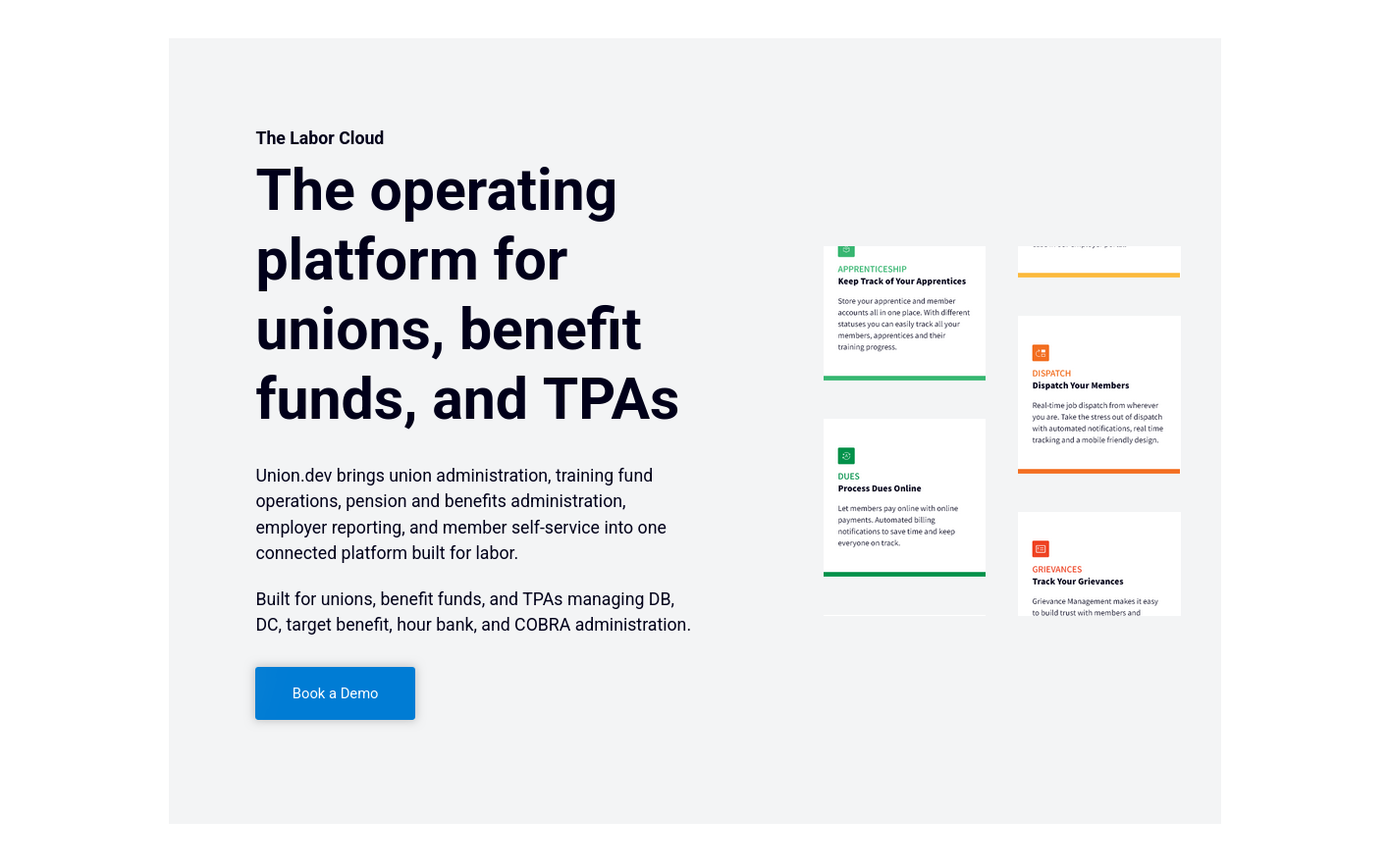Union.dev labour union cloud platform dashboard